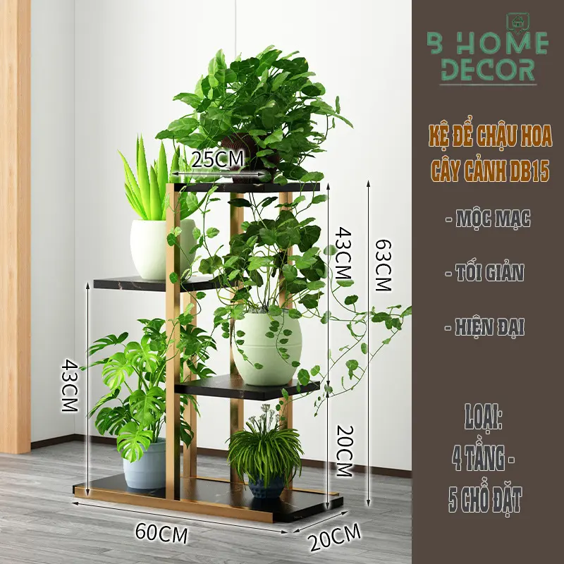 Kệ Khung Sắt nhiều tầng để chậu hoa cây cảnh, trong nhà và ngoài trời BD15 3