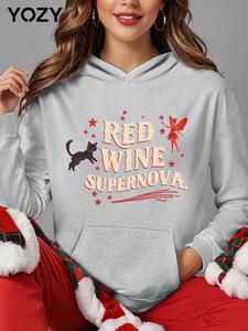 Women's Patchwork Print Hoodie, Casual Long Sleeve Hooded Sweatshirt for Fall & Winter, Women's Clothes for Daily Wear