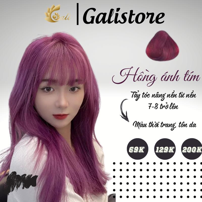 Kem nhuộm tóc màu hồng tím nhuộm tóc màu hồng trà sữa, hồng đậm, hồng đào không cần tẩy kèm oxy trợ nhuộm Galistore Đổi Màu Tóc