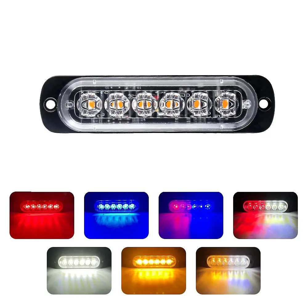 1PCS 6LED Car Led Strobe Warning Light Flashing Breakdown Emergency Car Beacon Lamp Flash LED Side Light for 12V-24V