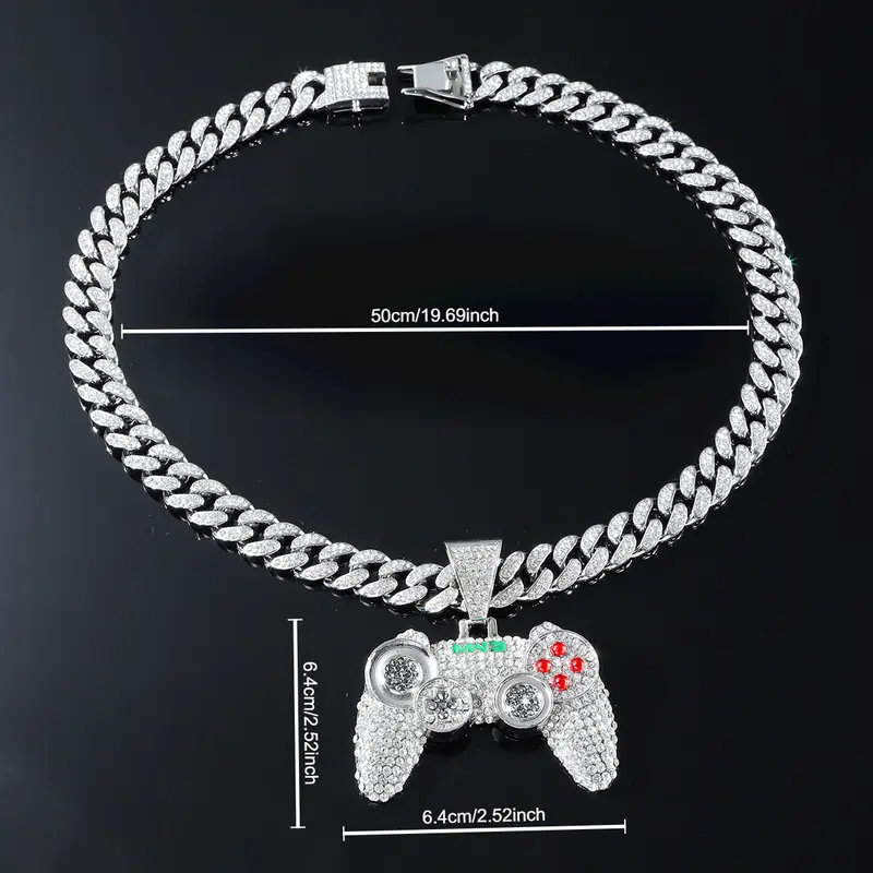 1 piece of men's hip-hop alloy full game console pendant, Cuban chain necklace, nightclub personalized trampoline decoration accessory seaglass  jewelry floral  bracelet spiral  bridge  jewellery amber berkeley  weaver crystal  healing bead large small og 4