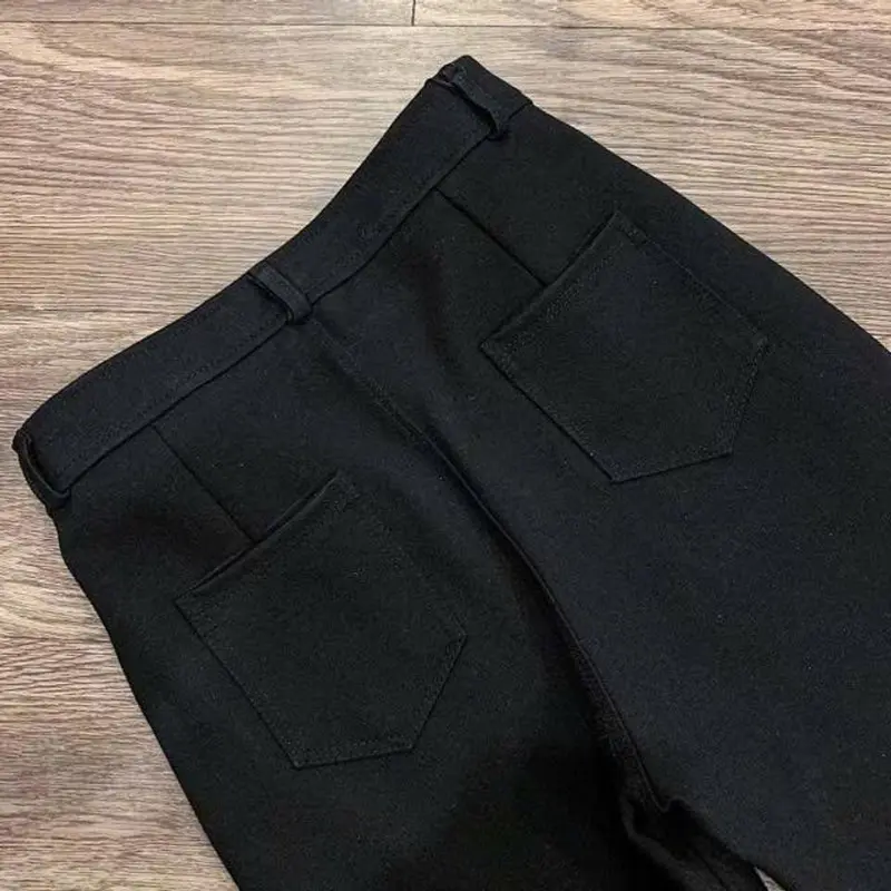 Quần Legging nữ Lưng cao 1 nút dáng dài cấp khóa kéo chất vải Umi hàn Quần tregging nữ Đi học sinh ống ôm dáng mặc làm công sở Ong Women quan  legging 4