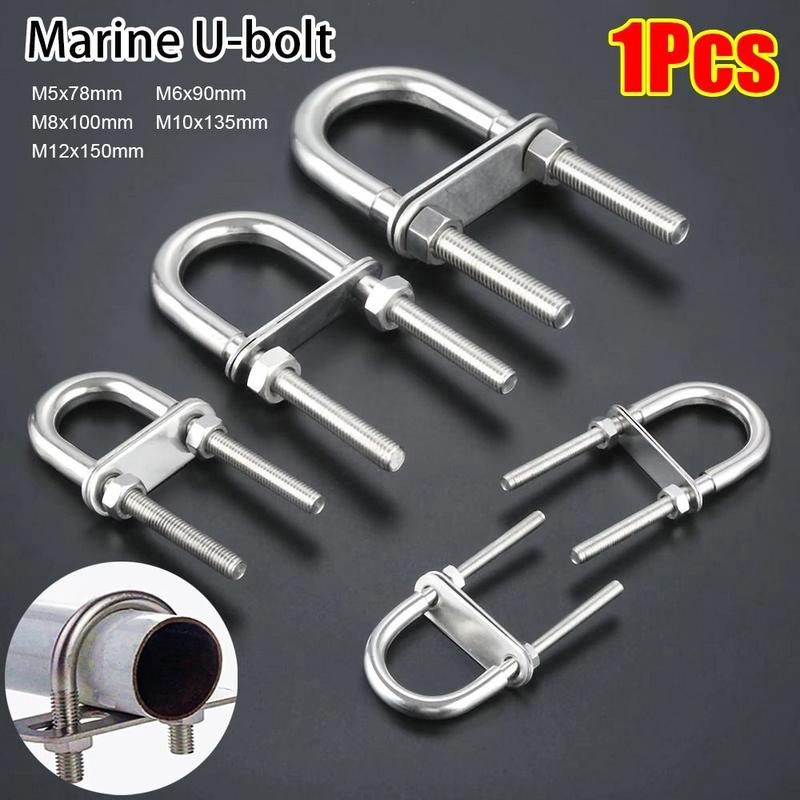 Miếng vít bu lông chữ U hàng hải, 1 cái, Thiết kế mới với nơ bướm, Phần cứng thuyền bằng kim loại, Được làm bằng thép không gỉ 304, có đai ốc và mắt, Thích hợp cho giàn khoan và phụ kiện du thuyền. 1