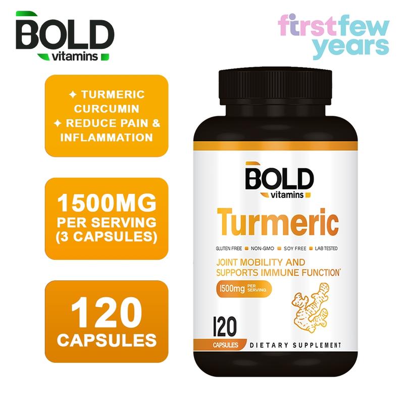 Bold Vitamins Turmeric Curcumin Supplement (120 Caps) 1500mg 95% ...