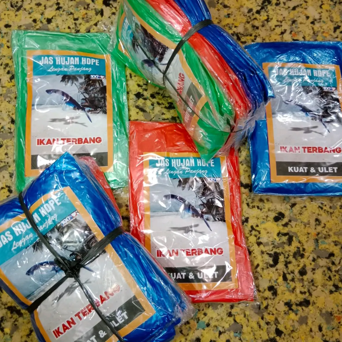 12 Pcs |Jas Hujan IKAN TERBANG  Ponco | Lengan Panjang