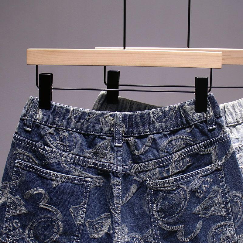 Product Introduction of Quần Soóc Denim, Xu Hướng Phong Cách Mỹ, In Cao Cấp, Dành Cho Nam Giới, Mặc Mùa Hè, Dáng Rộng Vừa Vặn, Quần Dài Đến Đầu Gối Thẳng, Với Đồ Trang Trí, Quần Soóc Cướp Biển Đẹp Trai Menswear 15