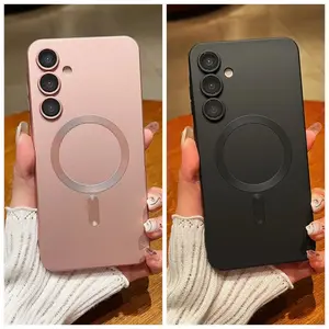 Casing Magnetic Matte Case untuk Samsung A17 A55 A56 A36 A26 A35 A15 A07 A16 A54 A06 A05S S24 FE S25 S26 Ultra dengan Lensa Pelindung Penutup Belakang Tahan Guncangan