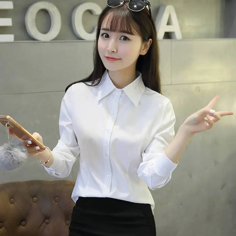 Áo Sơ Mi Trắng, Dành Cho Nữ, Dáng Ôm, Dài Tay, Trang Phục Công Sở, Trang Phục Trang Trọng, Bộ Sưu Tập Mùa Xuân Và Mùa Thu, Phong Cách Hàn Quốc, Áo, Thích Hợp Cho Quần Áo Làm Việc, 2024 3