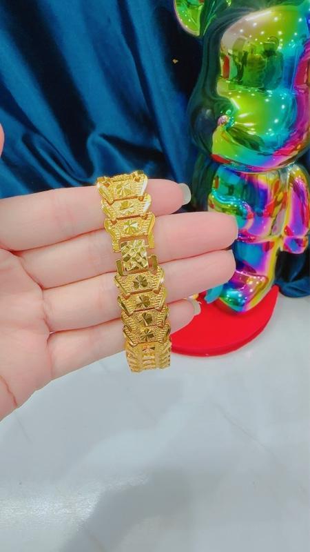 Product Introduction of Lắc tay hoa thị bản to màu 24 k  ( ấn vào phần mô tả để xem video cách mở khoá đeo lắc tay) 5