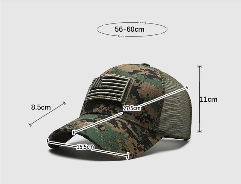 Product Introduction of Mũ Bóng Chày Rằn Ri, Thiết Kế Cờ Mỹ Dành Cho Nam Giới, Thoáng Khí Ngoài Trời, Mũ Lưỡi Trai Leo Núi Chiến Thuật, Có Thể Điều Chỉnh, Sành Điệu Phụ Kiện Đội Đầu 3