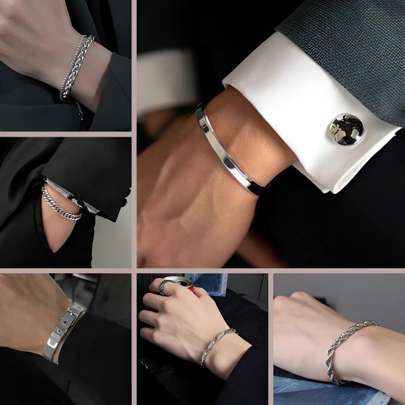 Vòng Tay Nam Titan Không Gỉ Cao Cấp Lắc Tay Mạ Bạc Basic Tavi Studio Đơn Giản Thời Trang Nhiều Mẫu Tùy Chọn