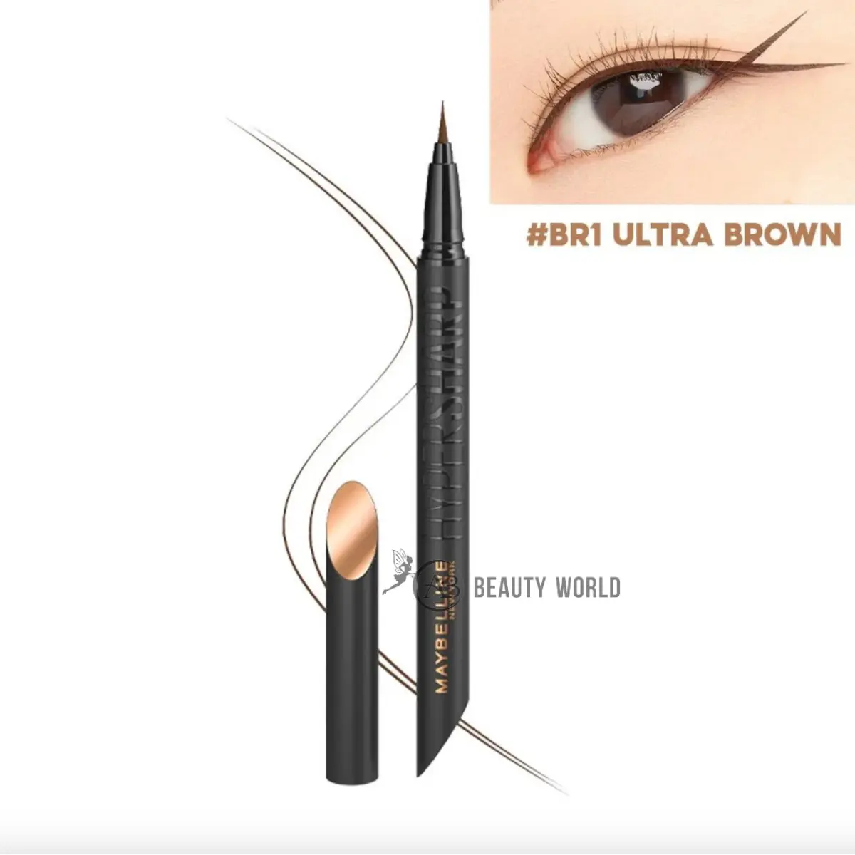 Bút Kẻ Mắt Nước Siêu Mảnh, Sắc Nét, Không Trôi MBL Hyper Sharp Liner Extreme #BR-1 Natural Brown Nâu Tự Nhiên 0.4g - DATE