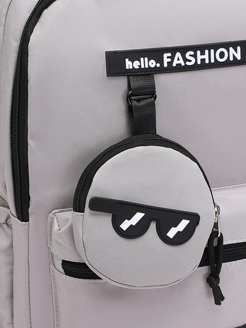 Product Introduction of Fashion Cartoon Pattern Backpack with Coin Purse, Casual Large Capacity Student School Bag, Travel Backpack for Women & Men 3