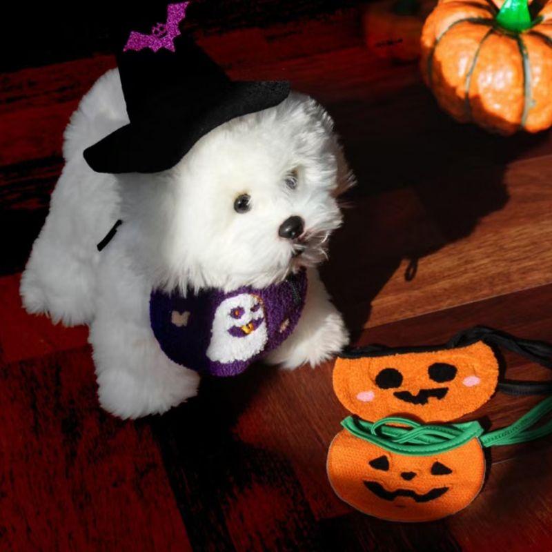 Product Introduction of Khăn Nước Két Cho Thú Cưng, Trang Phục Halloween, Đạo Cụ Halloween, Cà Vạt Co Giãn, Thích Hợp Cho Chó Và Mèo, Khăn Quàng cổ Bí Ngô, Thêu Hoạt Hình Ma Quái, Sản Phẩm khăn  tam 5