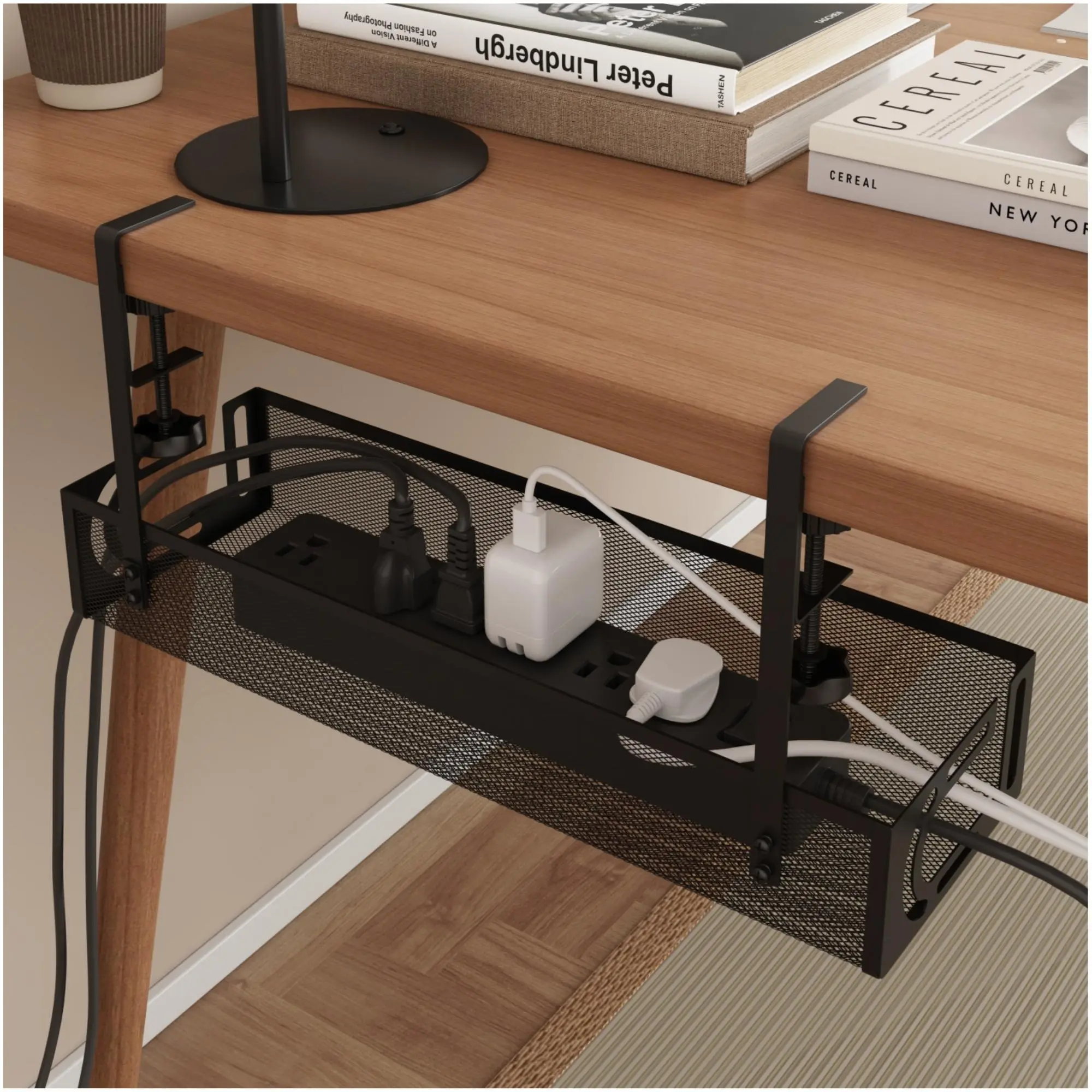 Under Desk Organizer, 1 Count Desk Cable Organizer, Cord Organizer for Desk, Under Desk Tray for Office, Home, Dormitory,  Household Items