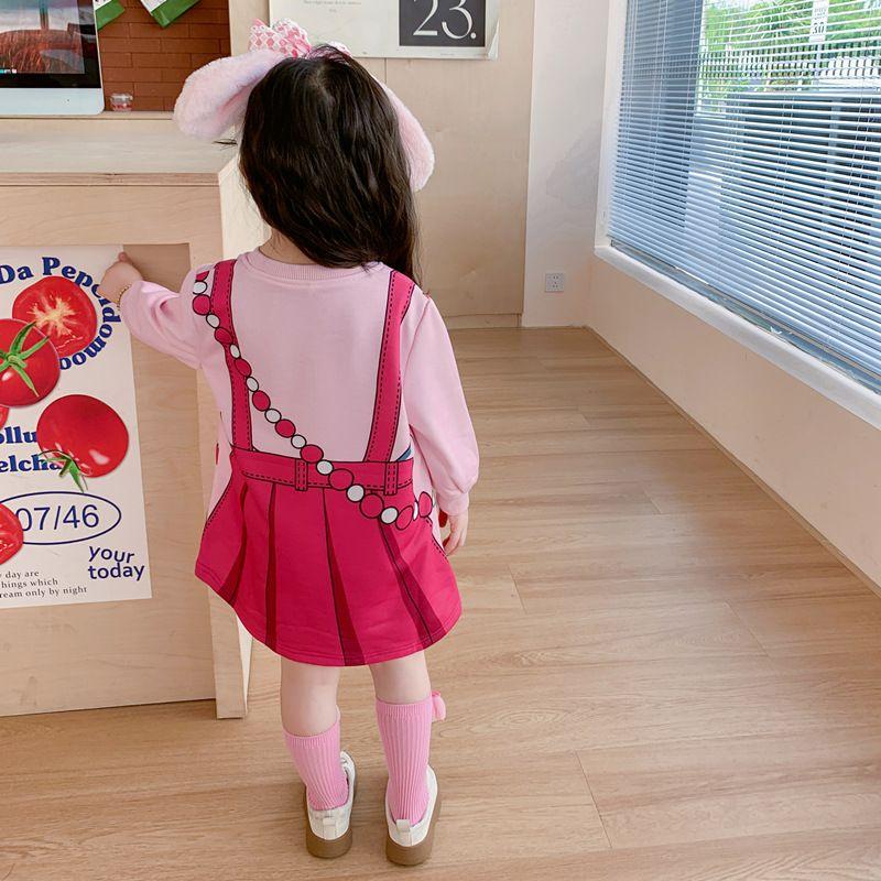 Product Introduction of Váy Len Mơ, Hàng Mới Về Mùa Xuân Và Mùa Thu, Dành Cho Bé Gái, Túi Messenger, Váy Niềng Răng, Thiết Kế Hoạt Hình, Giả Hai Lớp, Dài Tay, Thích Hợp Cho Bé Gái 16