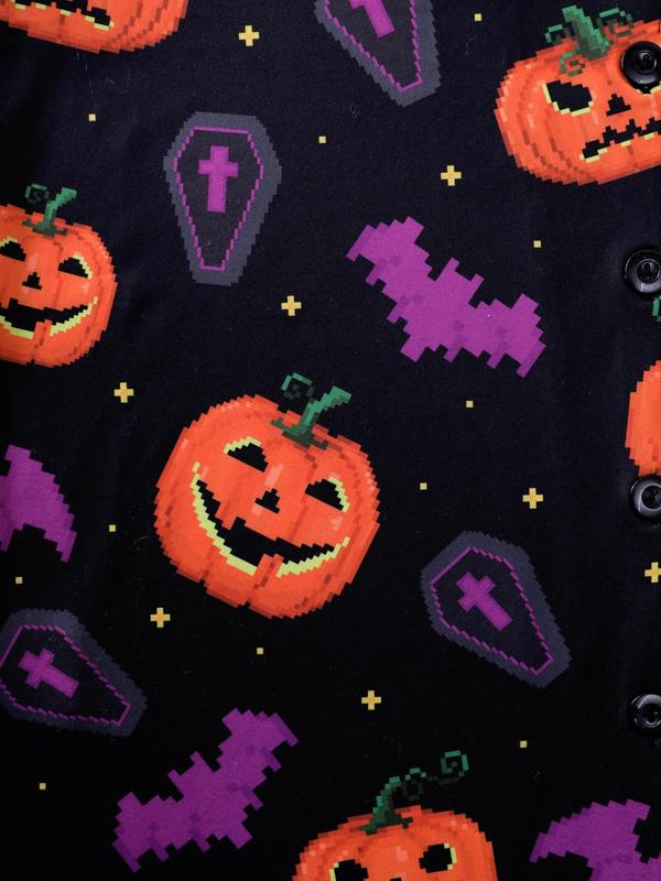 Women's Halloween Themed Pajama Two-piece Set, Casual Comfortable Long Sleeve Top & Pants PJ Set, Ladies Sleepwear for All Seasons 8
