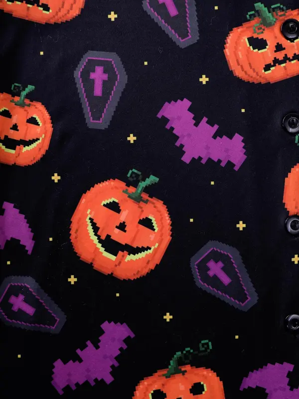 Women's Halloween Themed Pajama Two-piece Set, Casual Comfortable Long Sleeve Top & Pants PJ Set, Ladies Sleepwear for All Seasons 8