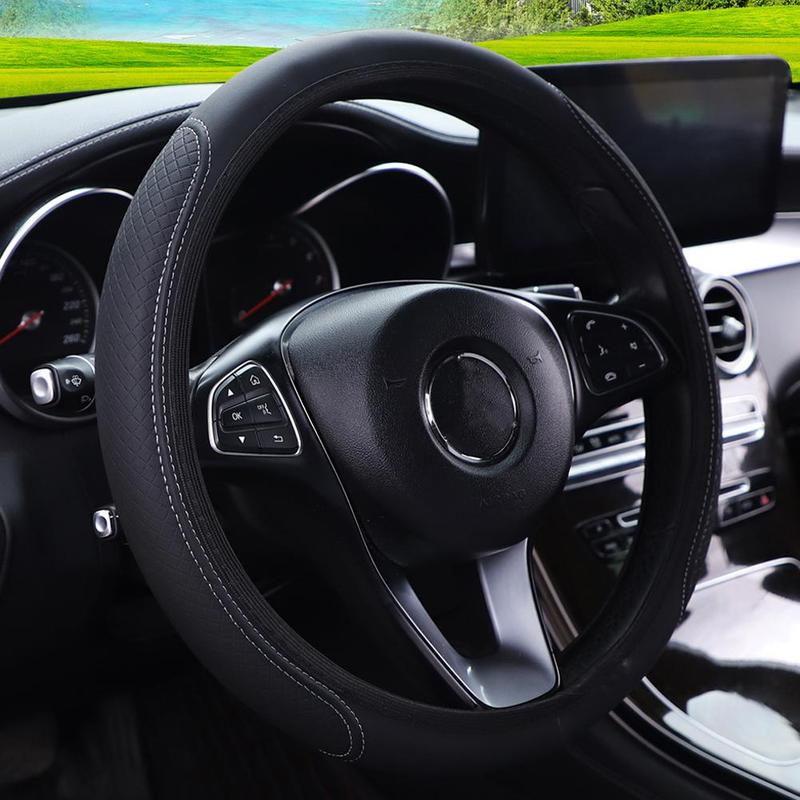Product Introduction of Anti Slip Auto Decoration PU Leather Steering Covers 37-38cm Diameter Car Wheel Steering M1N2 52