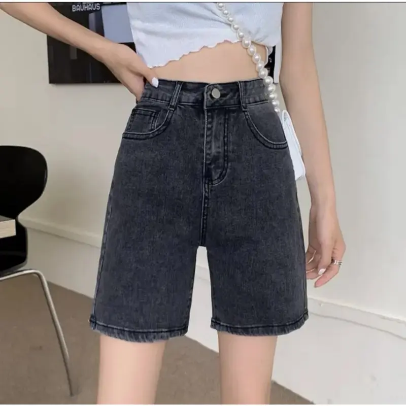 Quần short jeans nữ, Quần ngố bò nữ ống rộng lưng cao chất dinem trơn mềm phong cách trẻ trung năng động,ĐI chơi du lịch Giải trí và vui chơi quần  lửng  cho quansooc