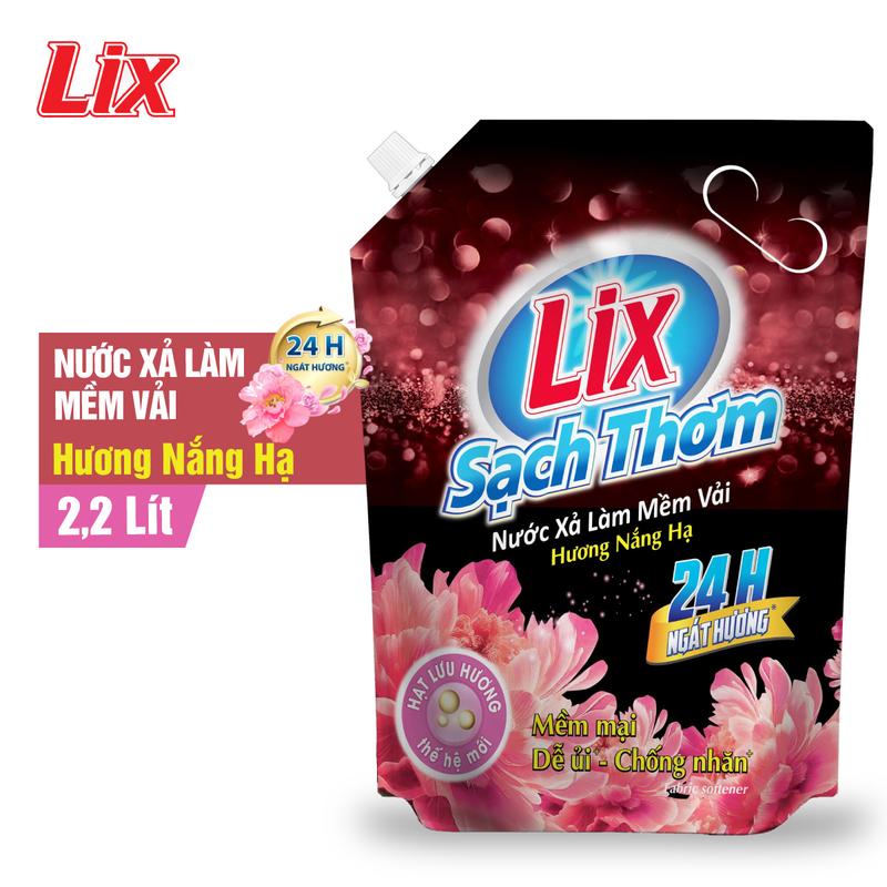 Nước Xả Vải LIX Sạch Thơm Hương Nắng Hạ, Dễ Ủi, Chống Nhăn TÚI 2.2 LÍT - Mã L17602