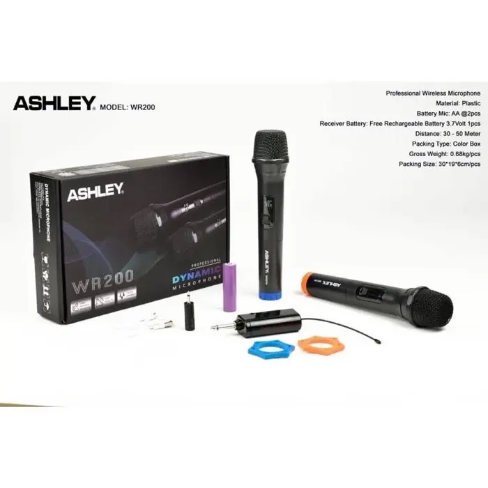 Mic Wireless ashley wr200 wr 200 original UHF (Nirkabel)
