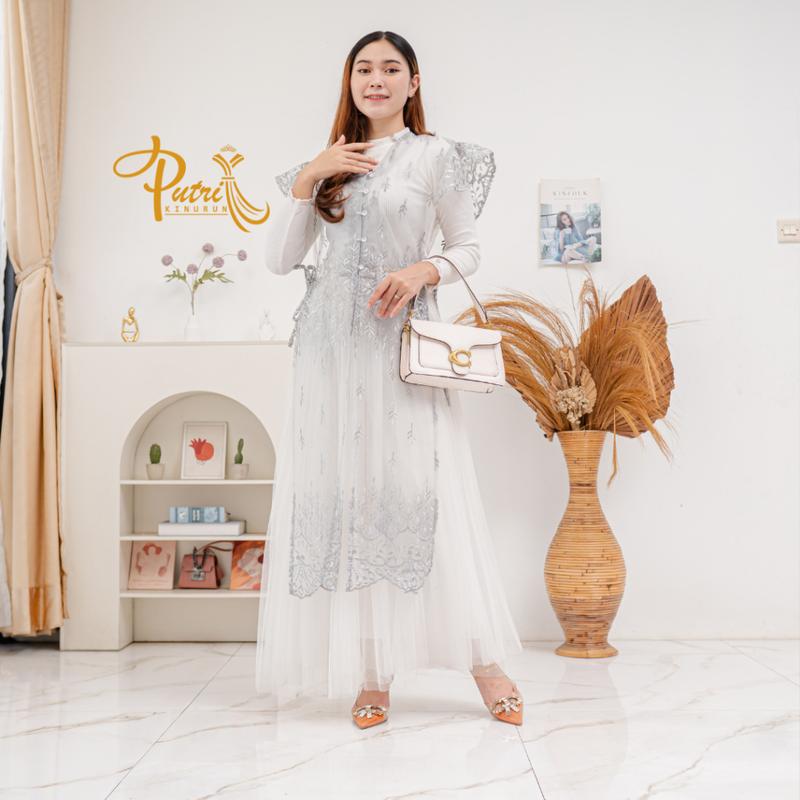 Kamila Outer Brokat Kondangan Lebaran 2025 Brukat Tunic Kekinian Bunga Premium Kancing Depan Mewah 5