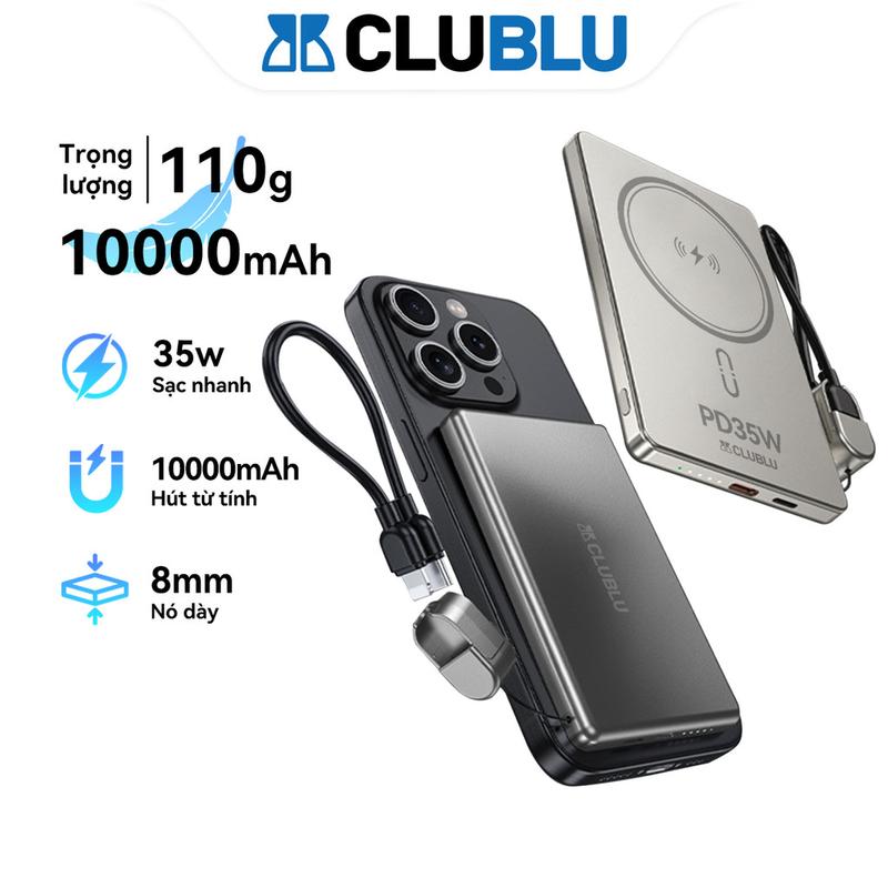  CHOME Sạc Dự Phòng Ultra Mỏng R62L Mini Từ Tính Pin Sạc 10000mAH Nhanh PD 40W Có Dây Lighnting 