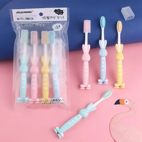 SIKAT GIGI BULU HALUS ANAK BALITA 1 SET 4PCS/ SIKAT GIGI KARAKTER BERDIRI ANAK 4IN1 0