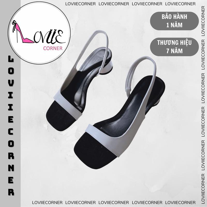 LOVIIECORNER - GIÀY SANDAL CAO GÓT NỮ THỜI TRANG - GUỐC XINH MŨI VUÔNG PHỐI MÀU TRỤ TRÒN 5 PHÂN - G240933