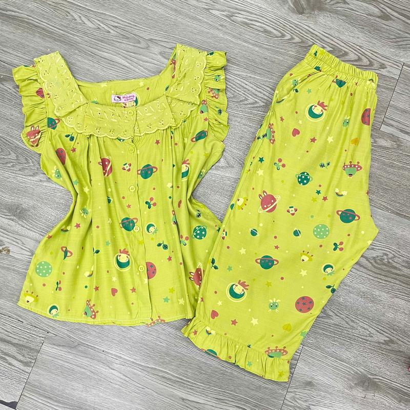 Bộ đồ nữ mặc nhà chất đũi mềm mát, set quần lửng áo cộc 7