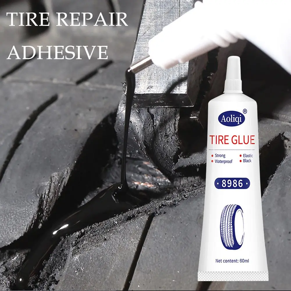 Keo sửa chữa lốp ô tô, 60ml, Chất lỏng sửa chữa lốp, Sửa chữa đặc biệt cho vết nứt và vết xước trên thành lốp bên ngoài, với chất kết dính mềm màu đen