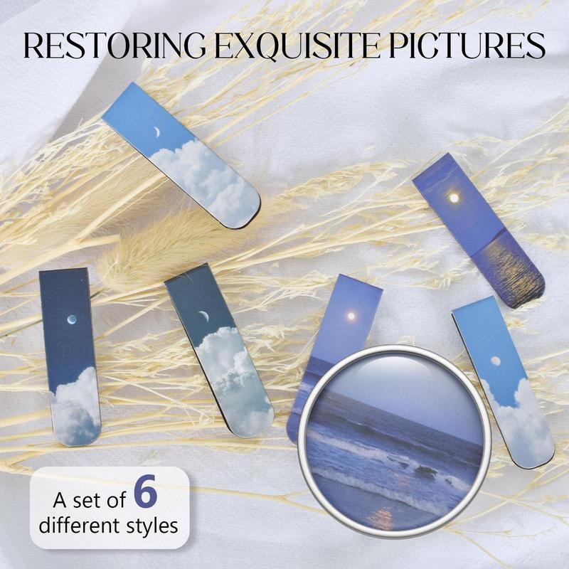 Product Introduction of Cloud & Sea Pattern Bookmark, 6pcs/set Creative Multi-purpose Bookmark, Office Stationery & Supplies for Home School Reading 3