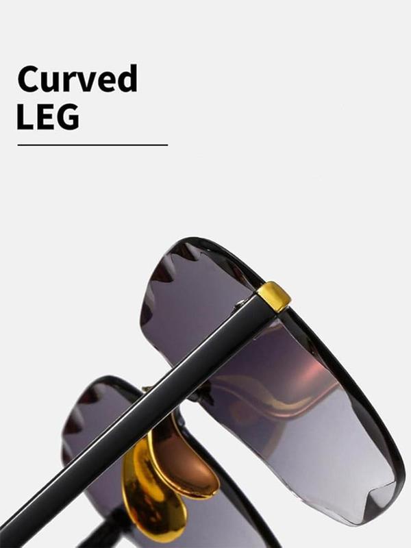 Unisex Elegant Ombre Square Frame Eyeglasses, Trendy Casual Eyeglasses for Everyday Use, Fashion Accessories for Outdoor Activities, Women 3