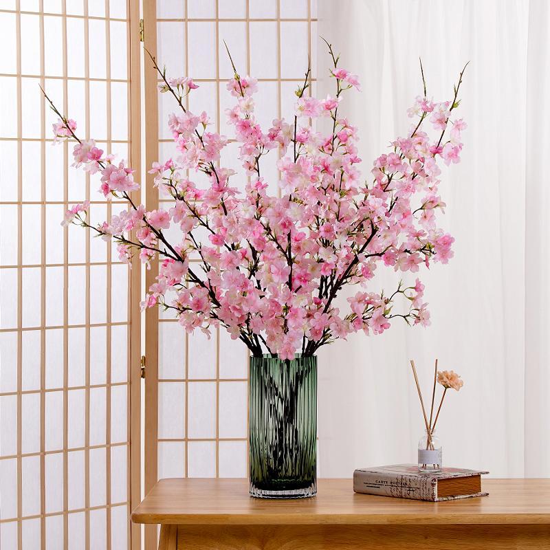 Spring Home Decor Artificial Cherry Blossom, 1 Count Fake Flower For Home Living Room Party Decor 5