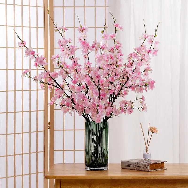 Spring Home Decor Artificial Cherry Blossom, 1 Count Fake Flower For Home Living Room Party Decor 5