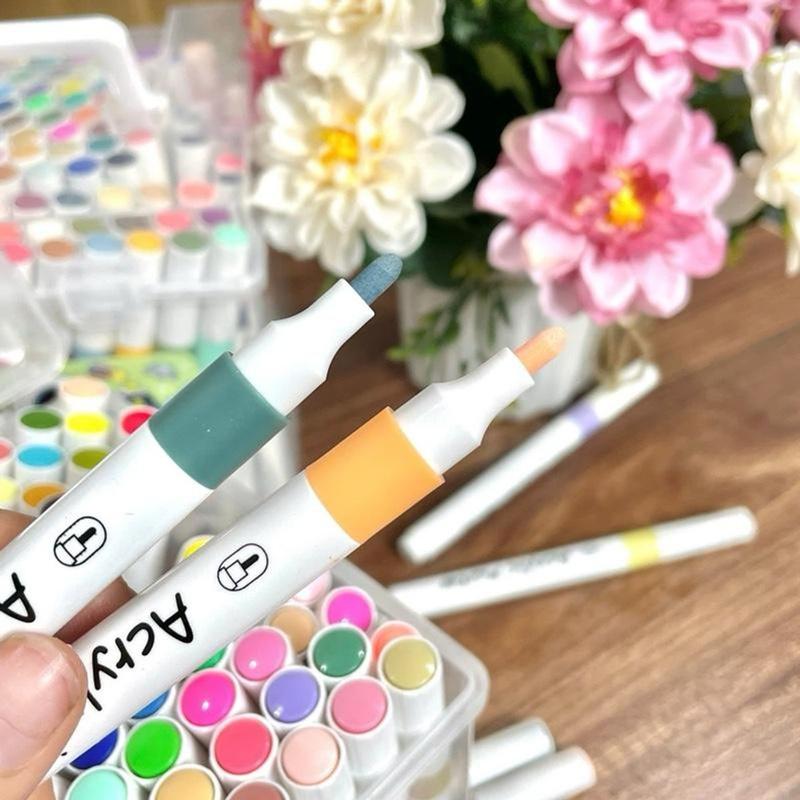 Hộp 80 bút màu Acrylic Marker - Thân bút to, ngòi to - Mực cao cấp, tăng thêm 90% mực - Vẽ trên mọi chất liệu, không lem, vẽ chồng màu tốt 4