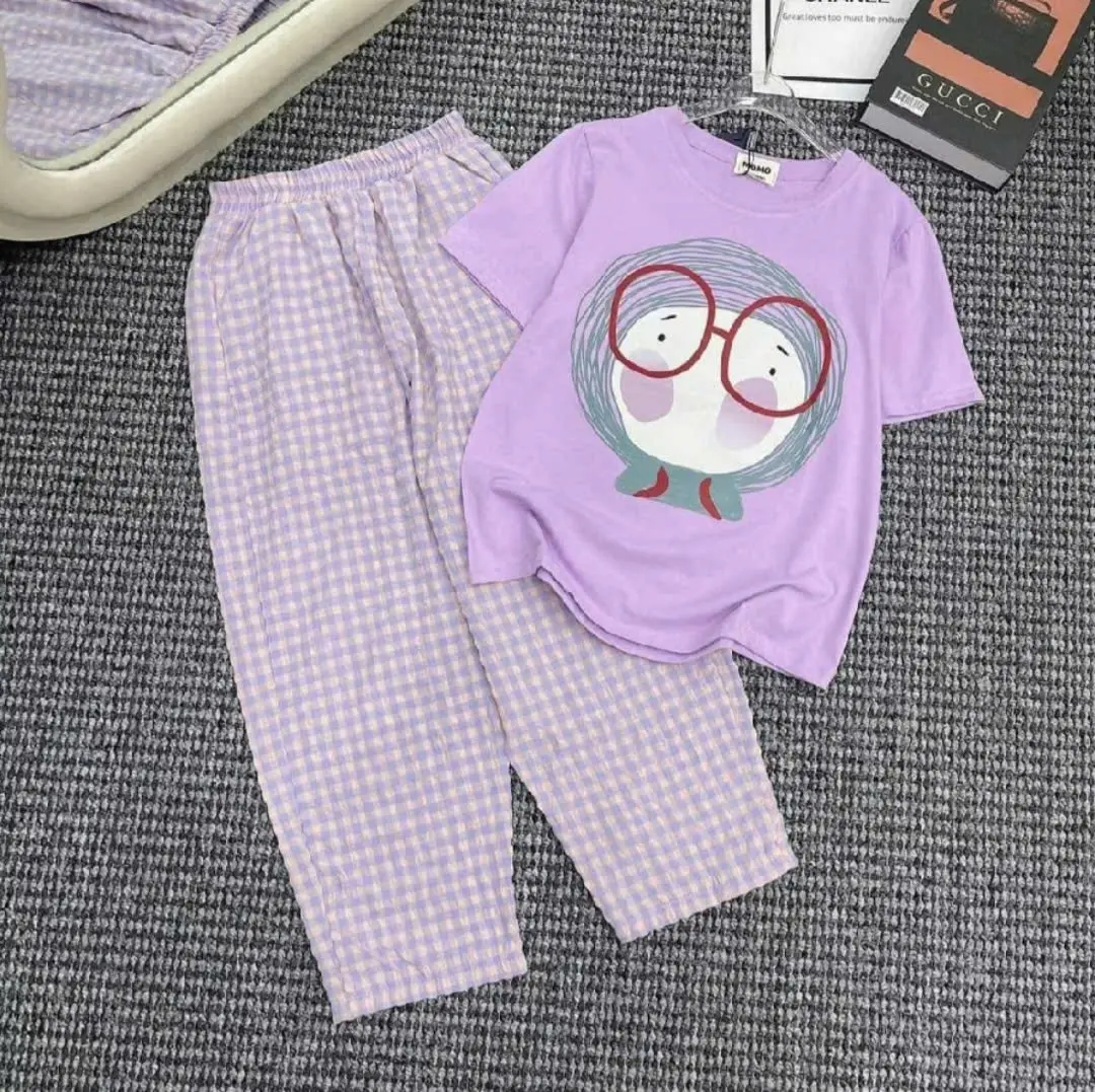 Set Bộ Áo Phông Mix Quàn Baggy Kẻ Cực Xinh Mặc Nhà Rẻ Đẹp Mùa Hè,Bộ Quần Áo  Nữ Chất Thô Mềm Co Giãn Năng Động Trẻ Trung 40-60KG