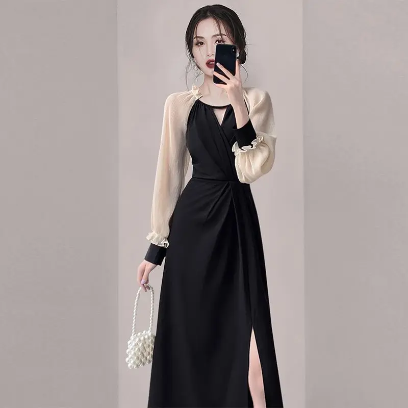 Váy Đen, Phong Cách Pháp, Cao Cấp, Bó Sát Eo, Dáng Ôm, Thích Hợp Cho Mùa Thu 2024, Phong Cách Phương Tây, Thích Hợp Cho Các Nữ Thần Mới, Khí Chất, Mỏng Vừa Vặn