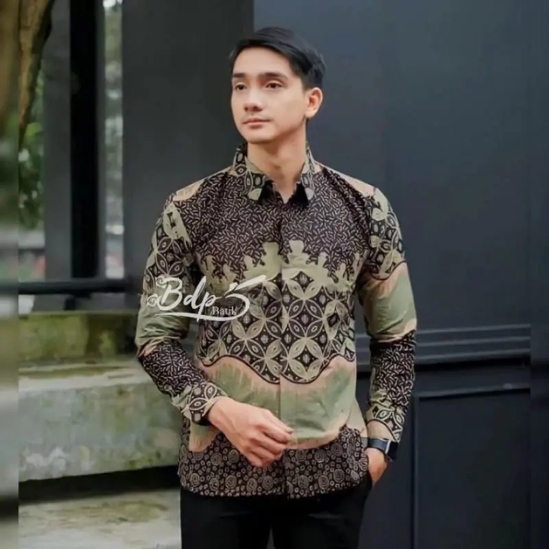 Baju Kemeja Batik Pria Lengan Panjang Santai Distro Halus Premium Jumbo Size M L XL XXL Dewasa Kerja Keren Motif Mewah Nyaman Cowok Casual Katun 6