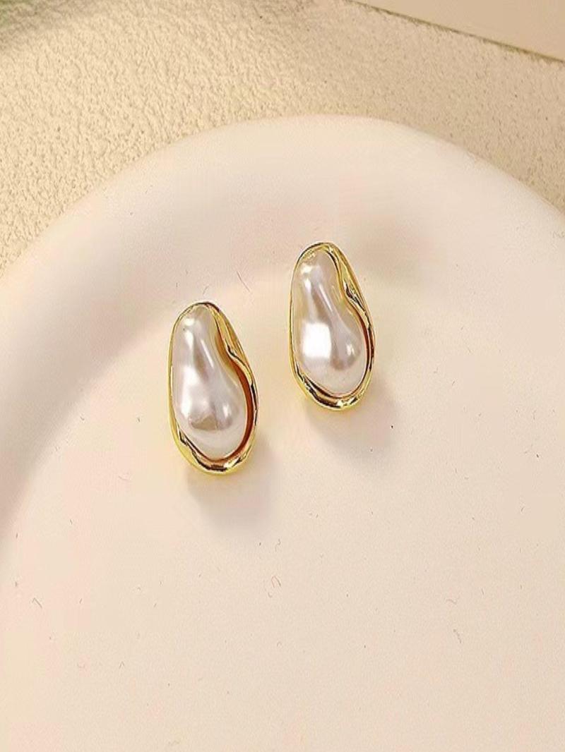 Product Introduction of Faux Pearl Decor Stud Earrings, Fashionable Jewelry for Women, Trendy All-match & Exquisite Jewelry for Birthday Gift 3