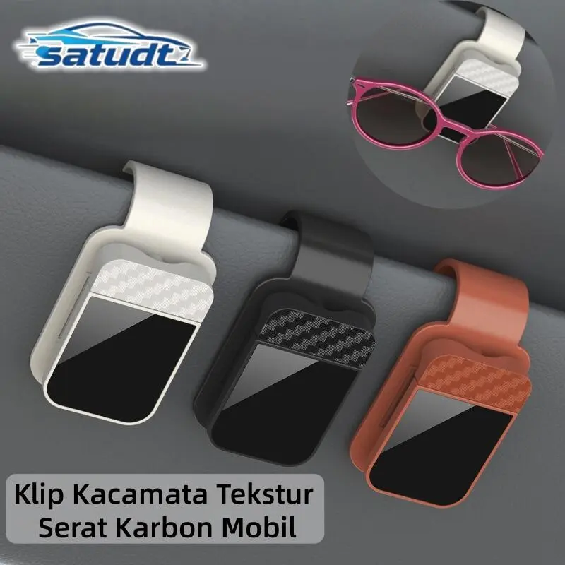 [satudt] Klip Kacamata Mobil/Klip Kacamata Mobil Tekstur Karbon/Pemegang Kacamata Hitam/Pemegang Tiket/Aksesoris Mobil
