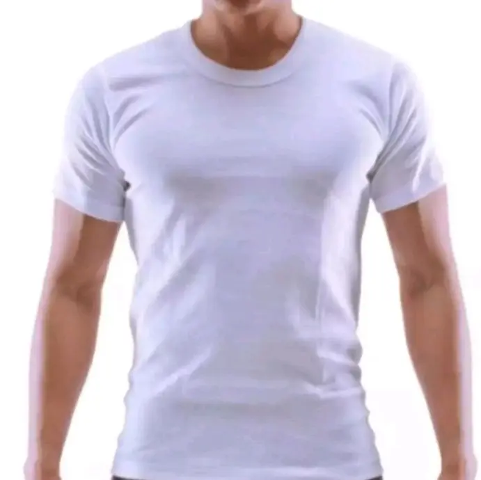 Baju Kaos Oblong Polos Pria Dewasa Lengan Pendek Katun Ukuran M - Kerah 0