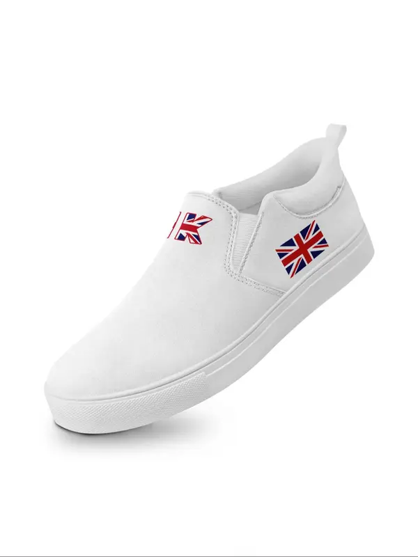 Men's Random Flag Print Slip on Sneakers, Casual Comfortable Breathable Sports Running Shoes, Lightweight Easy Fit Everyday Comfort Shoes, Trainer 4
