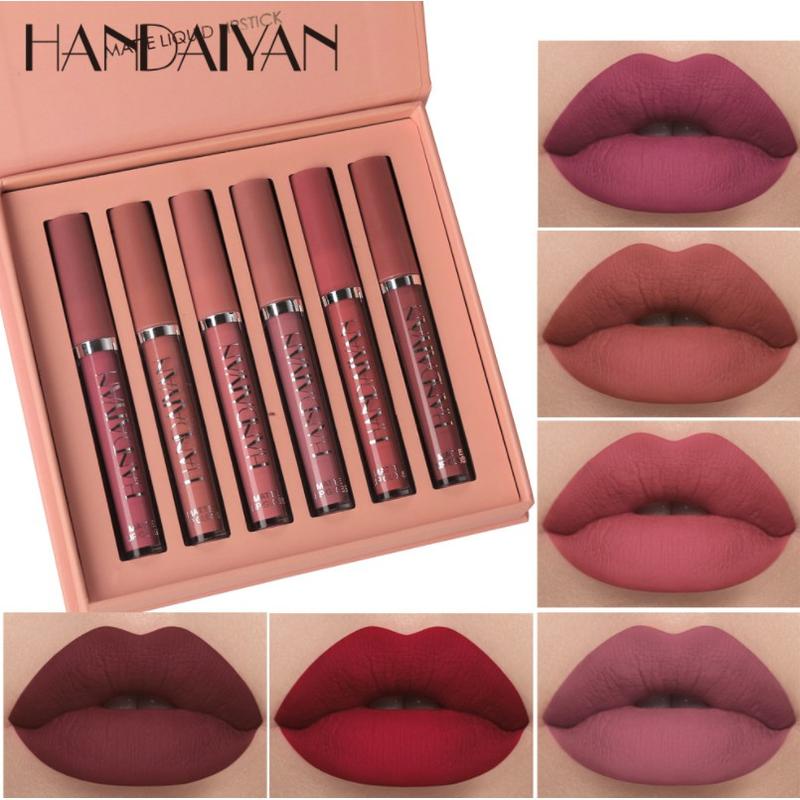 HANDAIYAN 6 in 1 Lipstick waterproof tahan lama liptint lipmatte lip gloss viral  lip matte lipstick set box lip tint makeup Lipstik Glossy