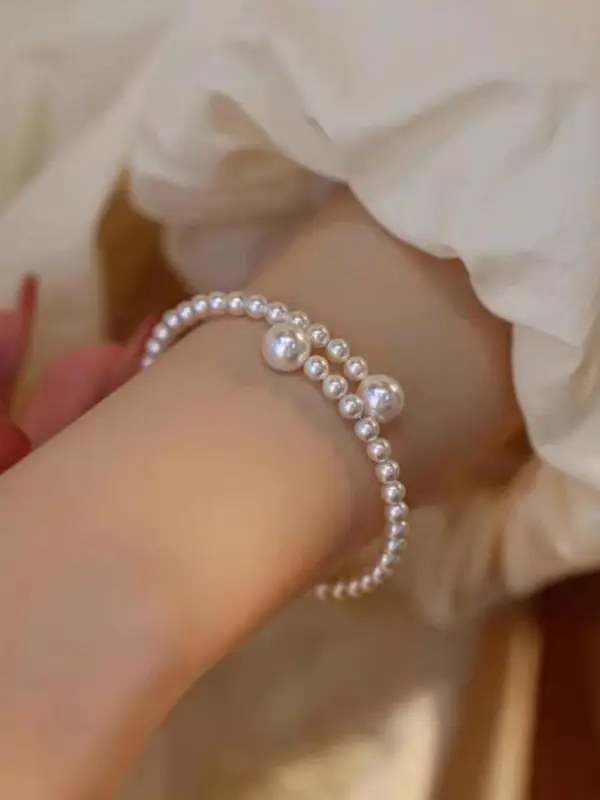 Fashionable Retro Style Bracelet, Elegant Artificial Pearl Bracelet, Open Bracelet, Women's Daily Wear Jewelry Bracelet, Perfect Gift for Daughter 3