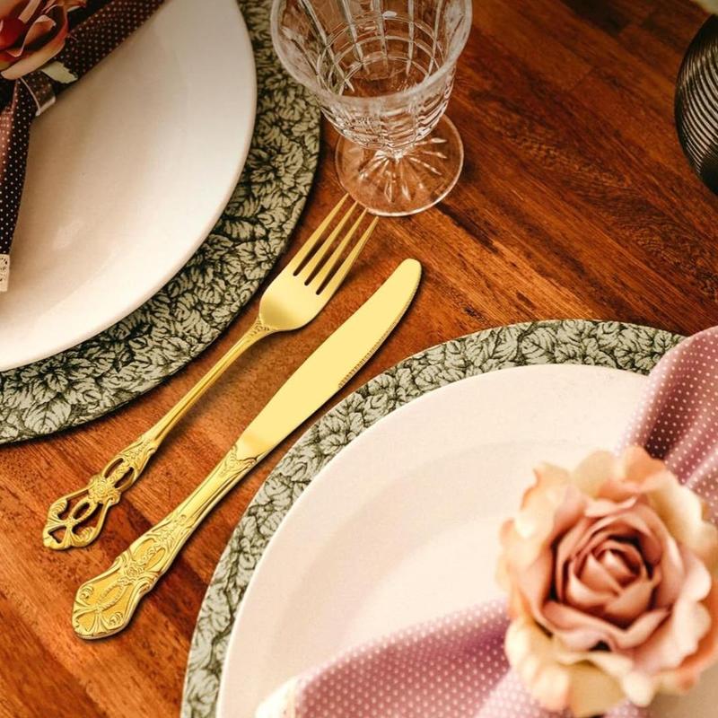 Product Introduction of Stainless Steel Tableware Set, Retro Dessert Spoon & Fork Set, Exquisite Tableware for Home Kitchen Restaurant Coffee Shop 13