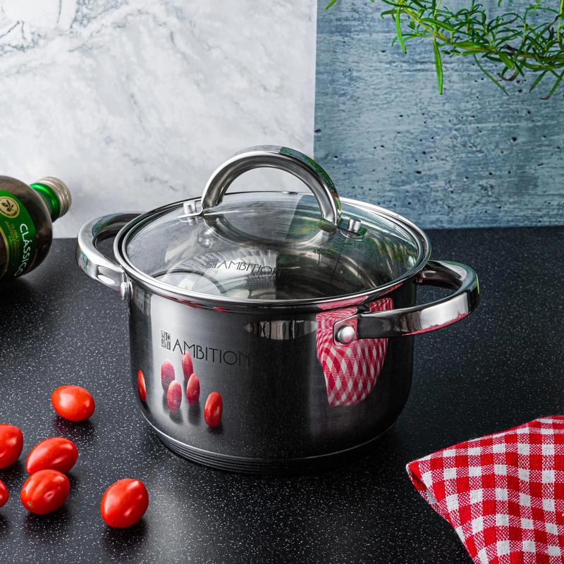 Bộ 3 nồi 5 lớp inox Ambition Berry | Made in Poland | thép không gỉ | Đáy 5 lớp pot 6