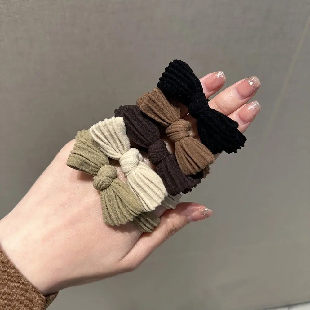 1pcs Headwear Flocking Bow Hair Ring 5Colors Hair Circle Tie Ponytail Hair Circle Winter