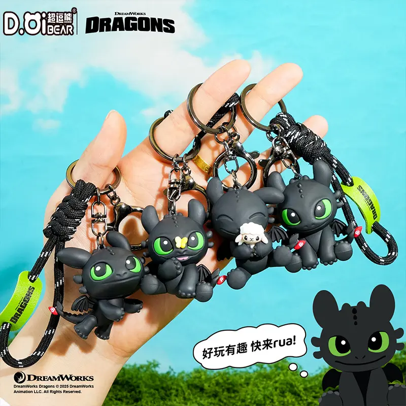 Official How To Train Your Dragon Toothless Keychain Cute Night Fury ...